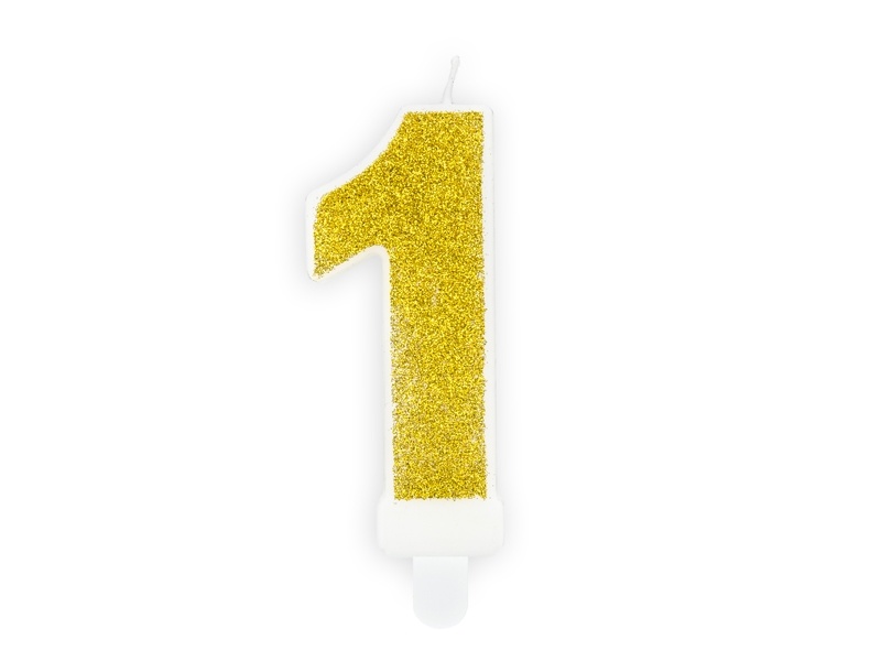 Verjaardagskaars cijfer 1 | Gouden glitters