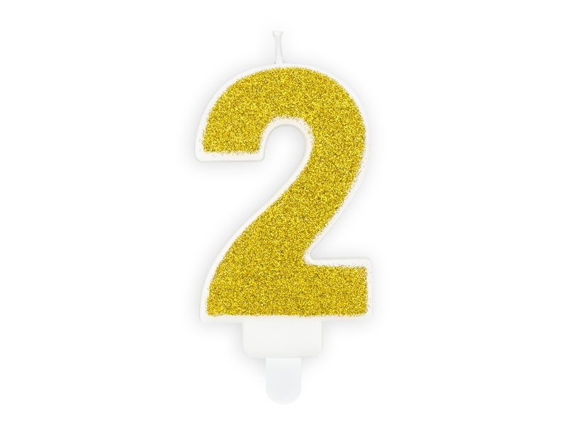 Verjaardagskaars cijfer 2 | Gouden glitters