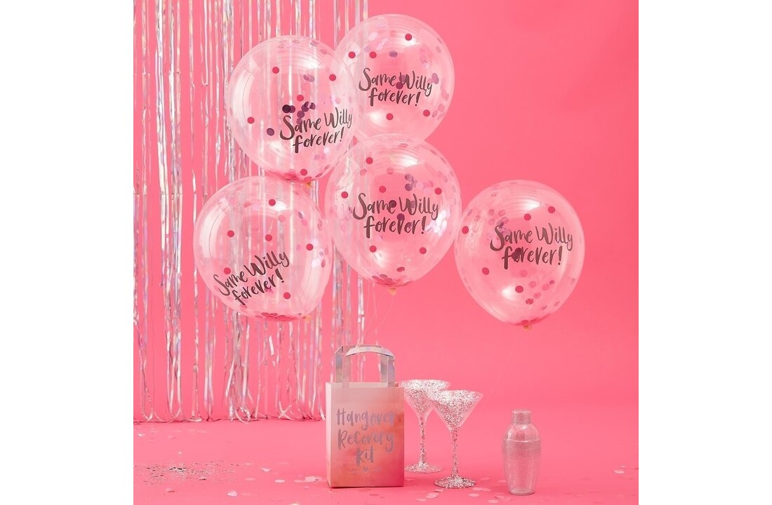 Confettiballonnen roze | Same Willy Forever | Vrijgezellenfeest | 5 stuks