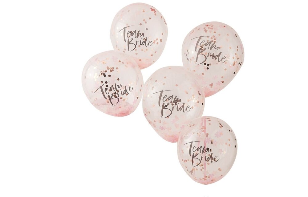 Confettiballonnen roze | Team Bride | Vrijgezellenfeest | 5 stuks