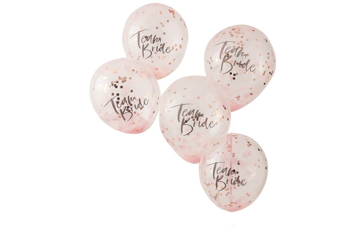 Confettiballonnen roze | Team Bride | Vrijgezellenfeest | 5 stuks