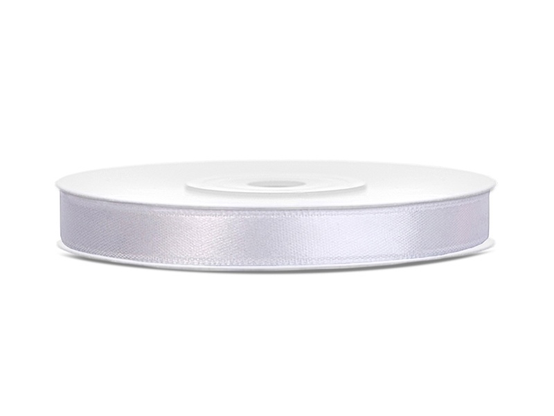 Satijnen lint cremewit 6mm breed- 25m lang