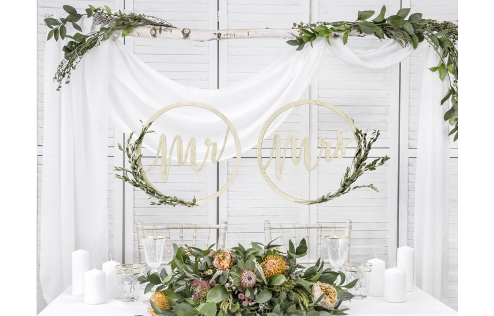 Houten Mr & Mrs Decoratie | 2 stuks