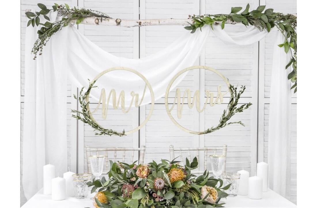 Houten Mr & Mrs Decoratie | 2 stuks