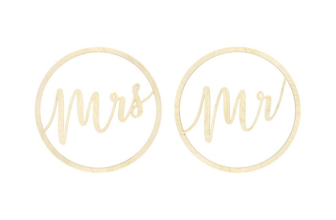Houten Mr & Mrs Decoratie | 2 stuks