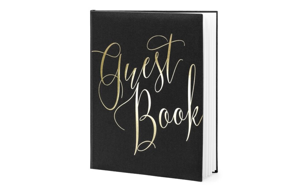 Gastenboek zwart met gouden letters | 22 pagina's