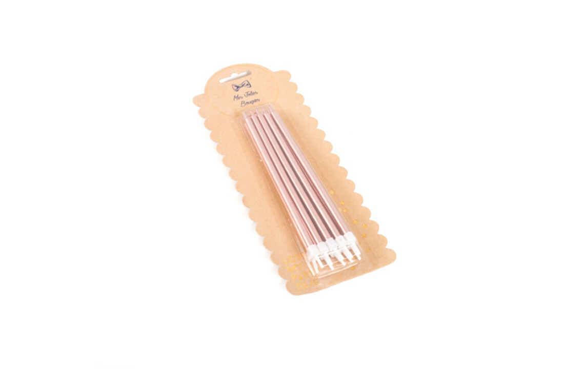 Taartkaarsjes rose goud extra lang - 15 cm