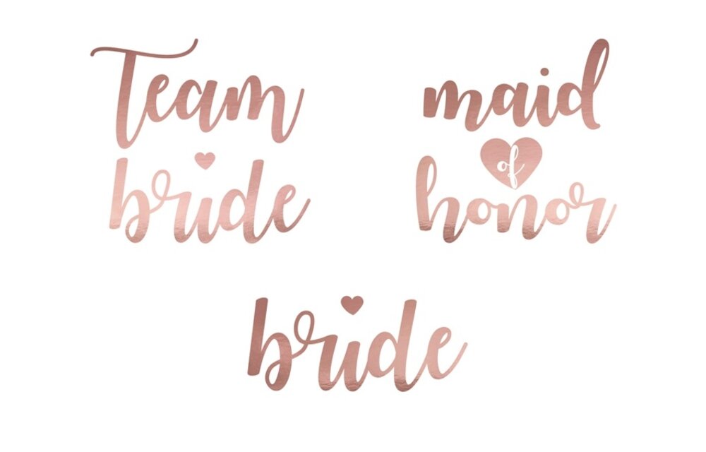 Vrijgezellenfeest tattoos - Team bride - Bride - Maid of honor - rose goud