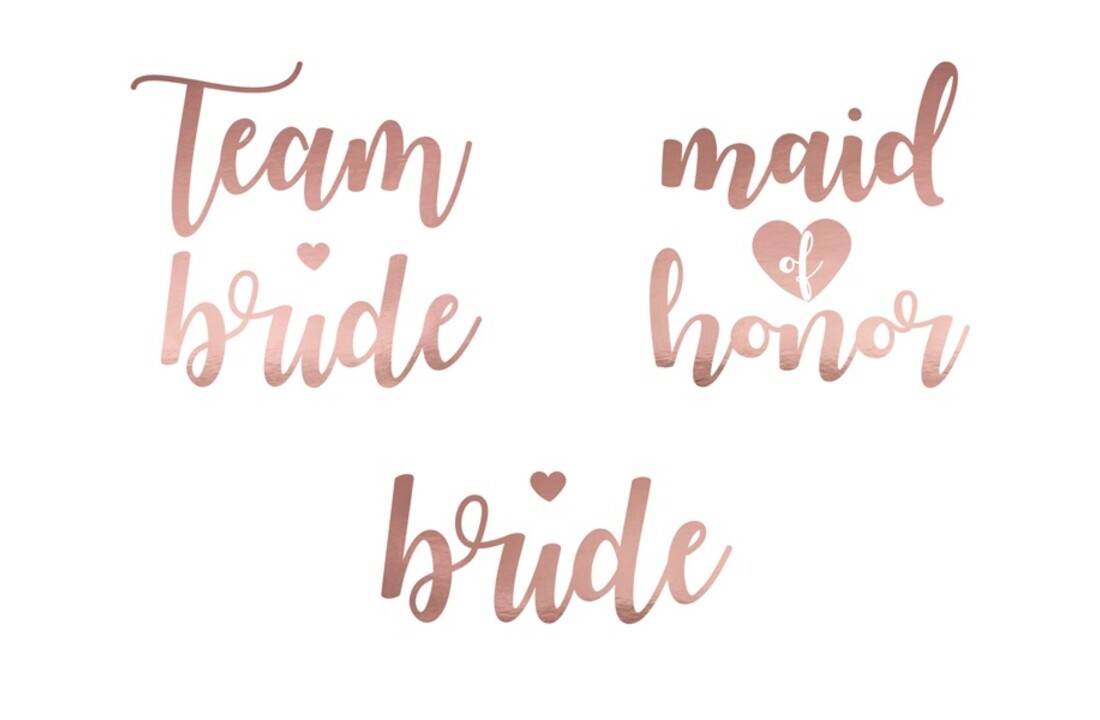 Vrijgezellenfeest tattoos - Team bride - Bride - Maid of honor - rose goud