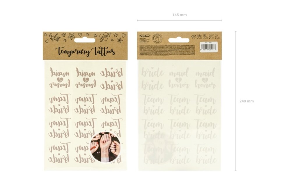 Vrijgezellenfeest tattoos - Team bride - Bride - Maid of honor - rose goud