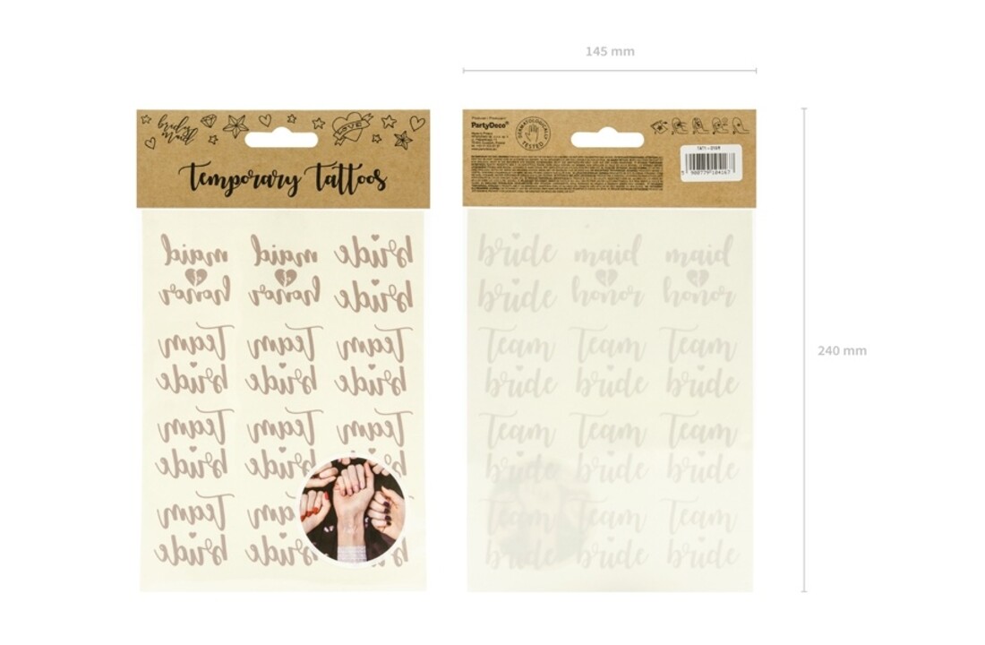Vrijgezellenfeest tattoos - Team bride - Bride - Maid of honor - rose goud