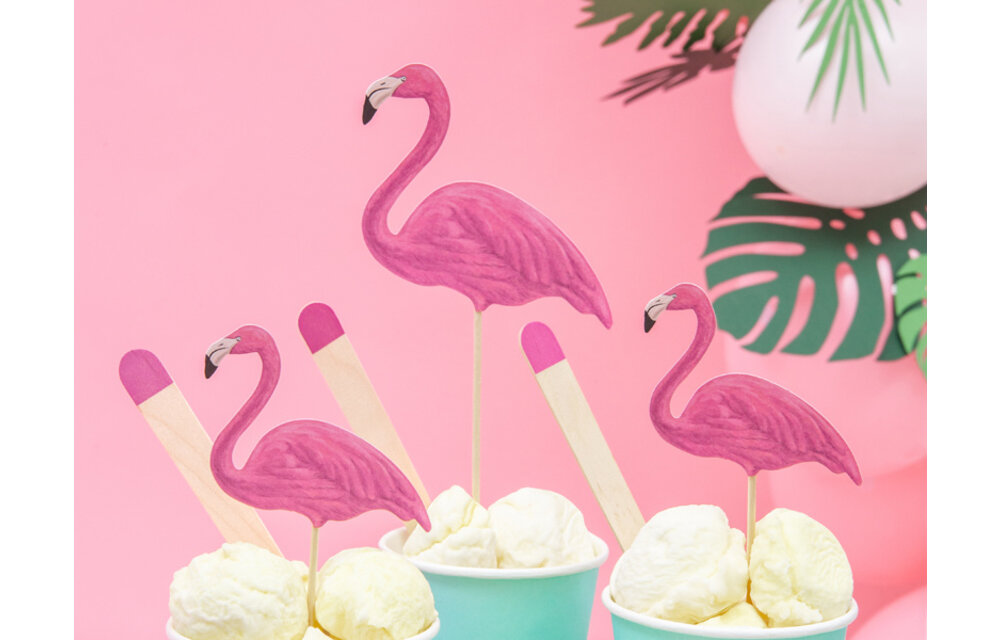 Flamingo taarttoppers | 6 stuks | Tropical party