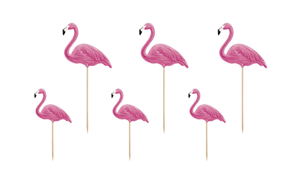 Flamingo taarttoppers | 6 stuks | Tropical party