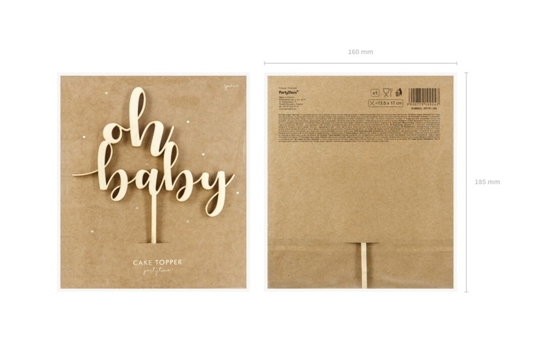 Houten topper Oh Baby | Babyshower | Gender Reveal