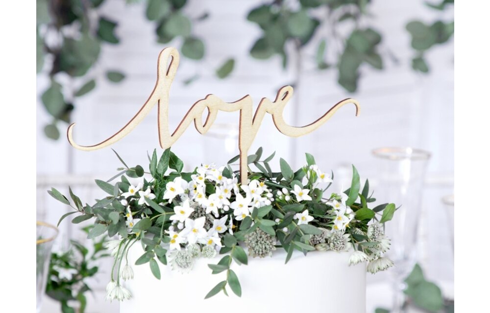 Houten taarttopper Love | Bruidstaart