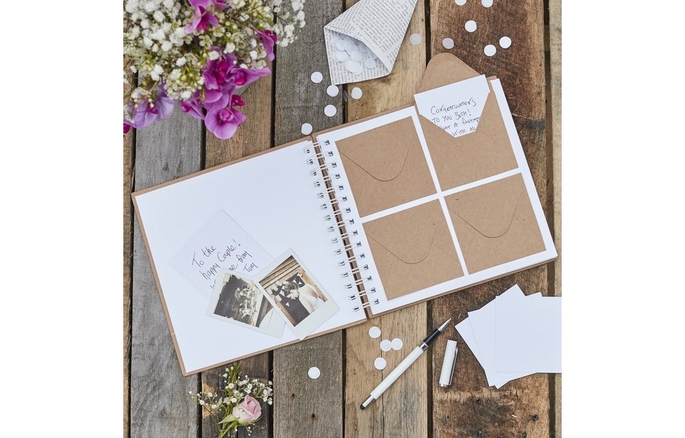 Gastenboek - 80 Enveloppen & kaartjes | Kraft