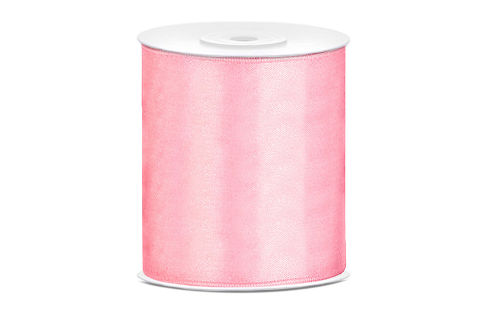 Satijnen lint lichtroze 10 cm breed- 25m lang | Openingslint | Bruiloft