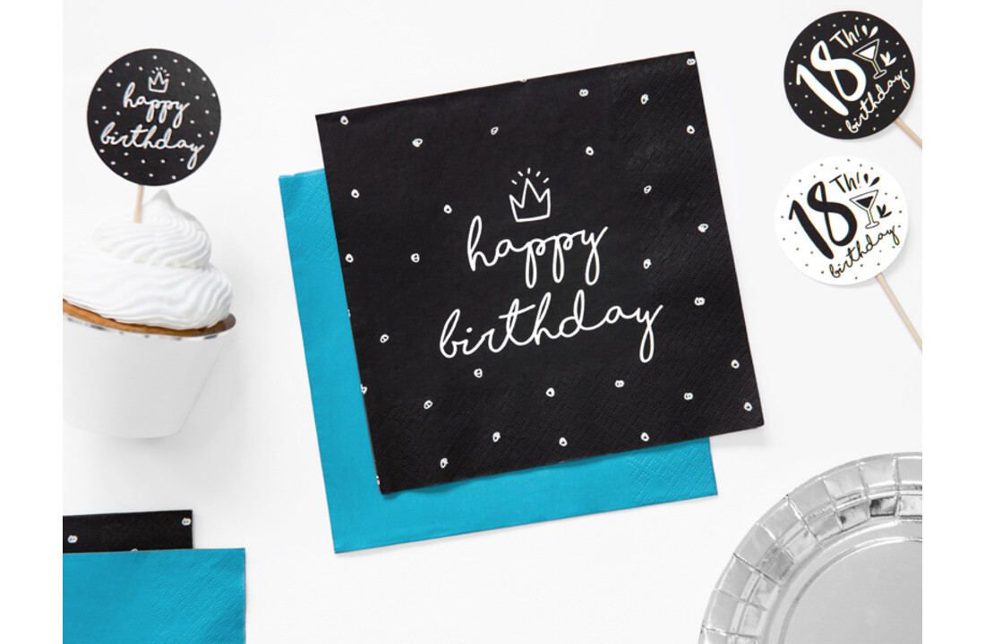Servetten Happy Birthday Zwart | Verjaardag | 20 stuks