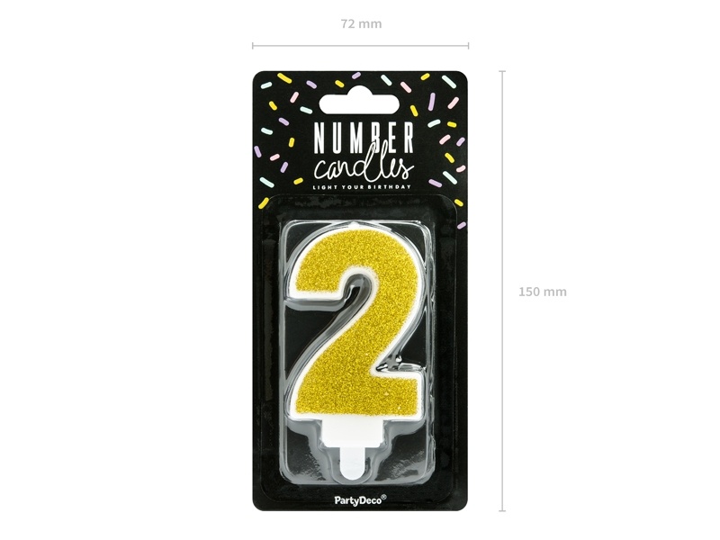 Verjaardagskaars cijfer 2 | Zilveren glitters