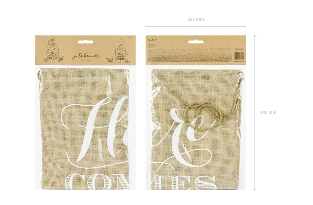 Here comes the bride | 41x51cm | Jute banner | Bruiloft