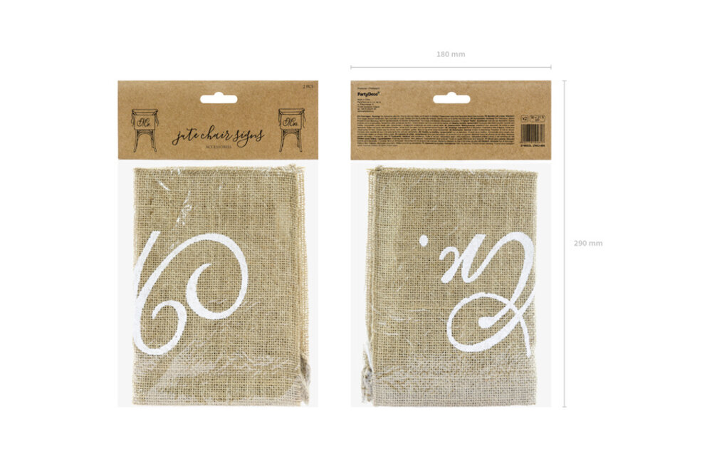 Stoeldecoratie Mr & Mrs Jute | 2 stuks