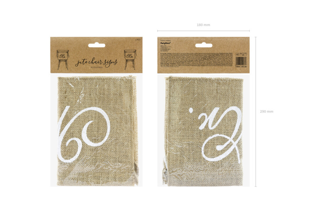 Stoeldecoratie Mr & Mrs Jute | 2 stuks