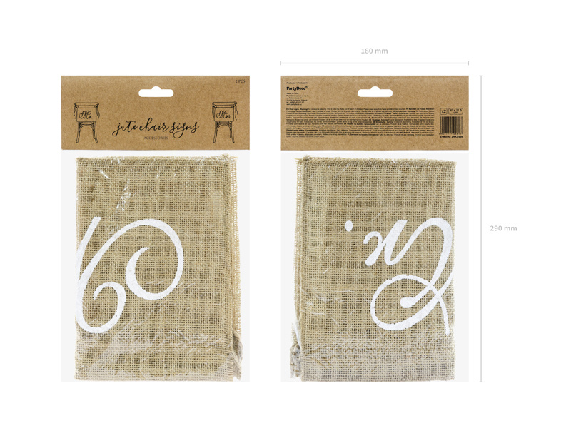 Stoeldecoratie Mr & Mrs Jute | 2 stuks
