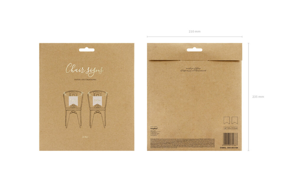 Stoeldecoratie Bride - Groom wit goud | 2 stuks