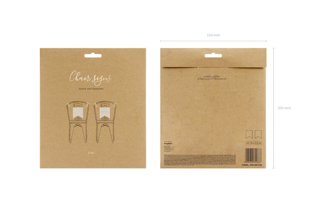 Stoeldecoratie Bride - Groom wit goud | 2 stuks