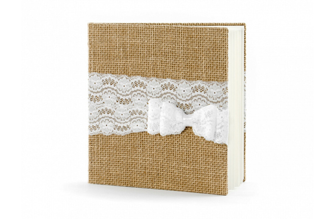 Gastenboek - Jute & kant - 22 pagina's
