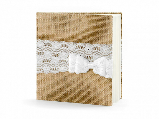 Gastenboek - Jute & kant - 22 pagina's