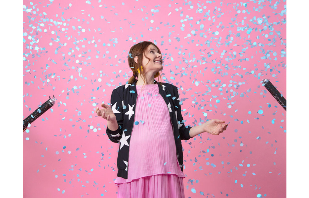 Genderreveal confettikanon XL blauw - 60 cm