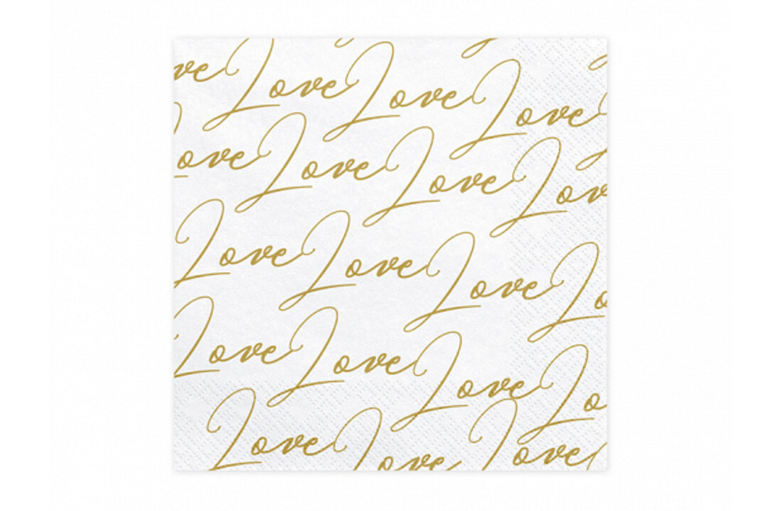 Servetten love - love - love | wit-goud | 20 stuks