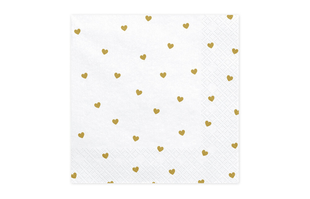 Servetten hartjes | goud | 20 stuks