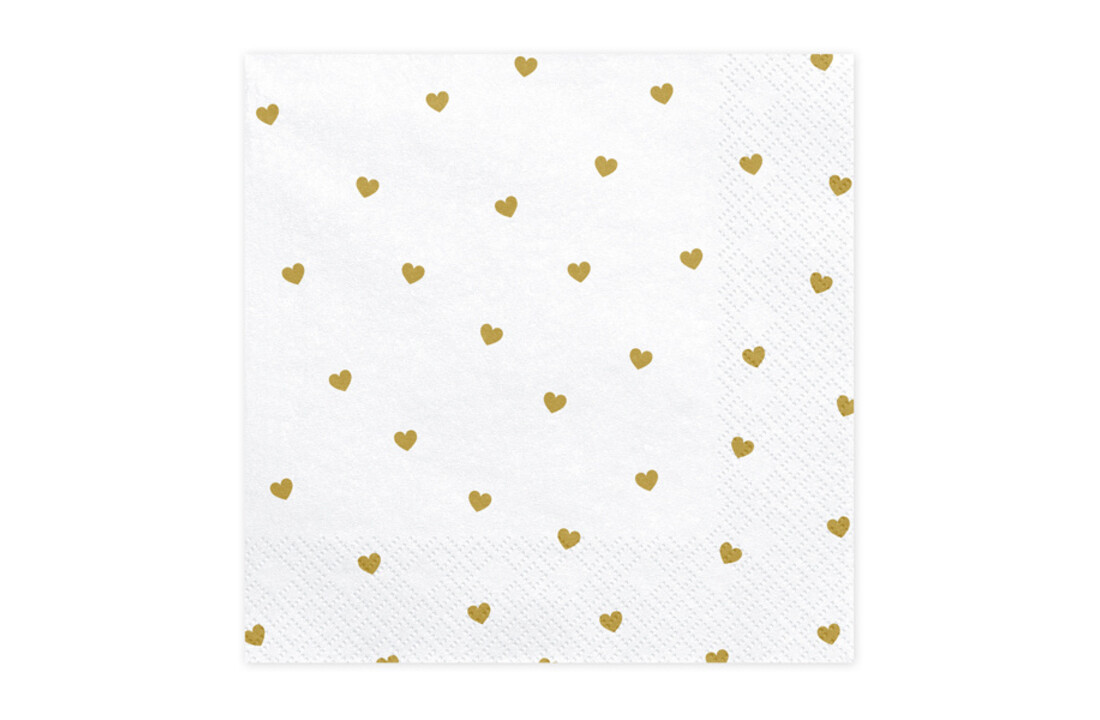 Servetten hartjes | goud | 20 stuks