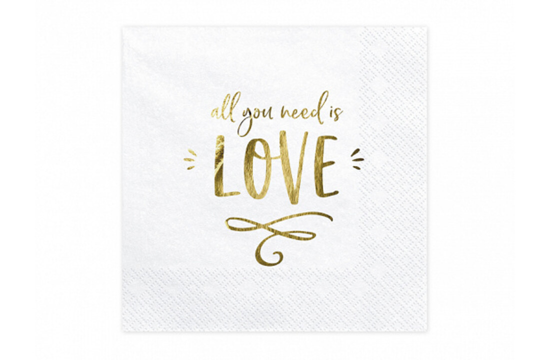 Servetten All you need is love | wit-goud | 20 stuks