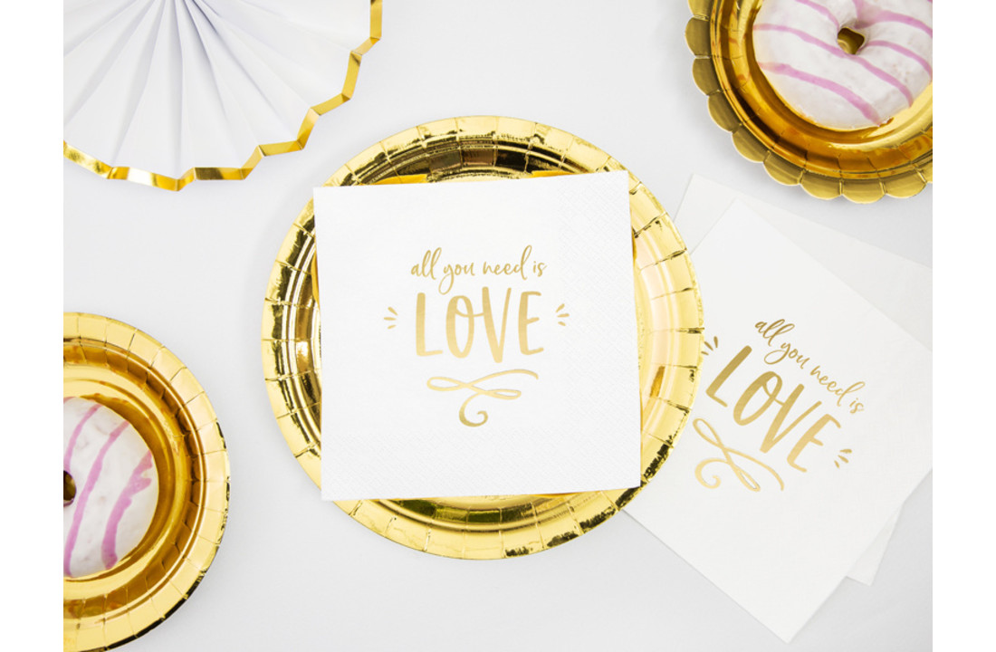 Servetten All you need is love | wit-goud | 20 stuks