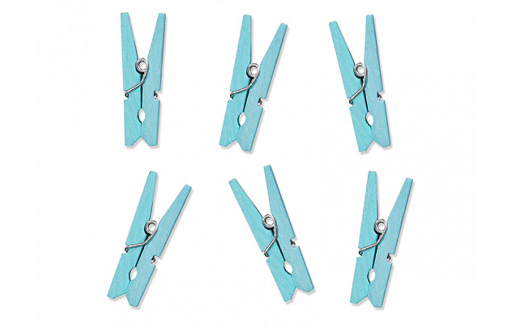 Mini houten wasknijpertjes lichtblauw | 3 cm | 10 stuks
