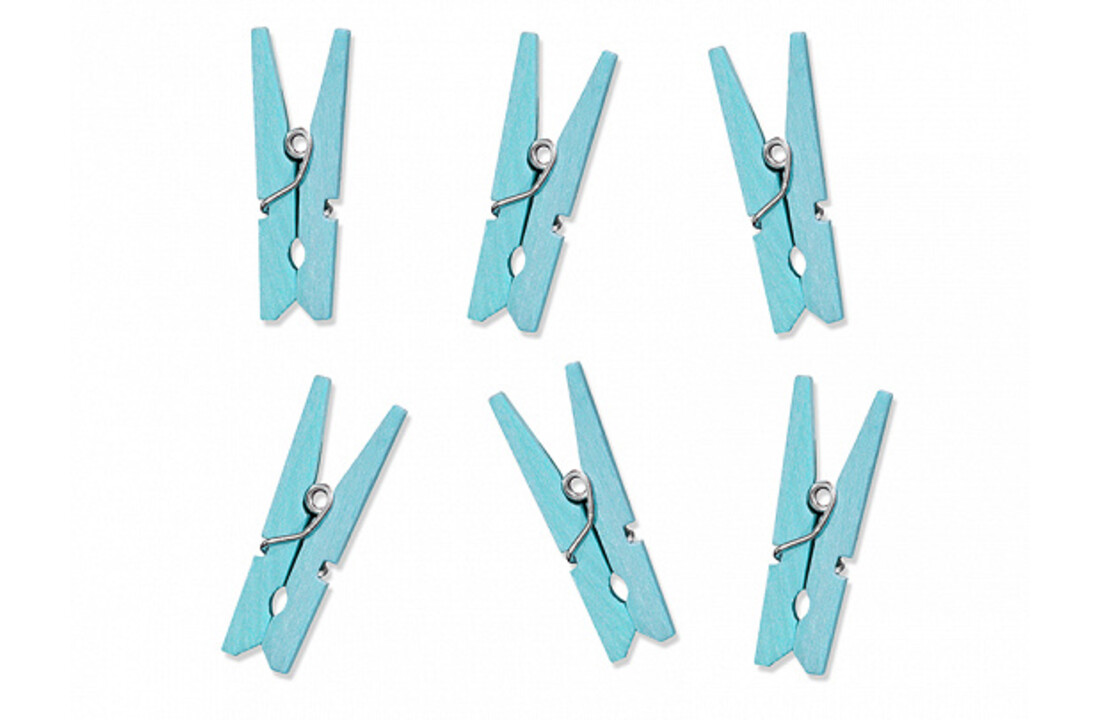 Mini houten wasknijpertjes lichtblauw | 3 cm | 10 stuks