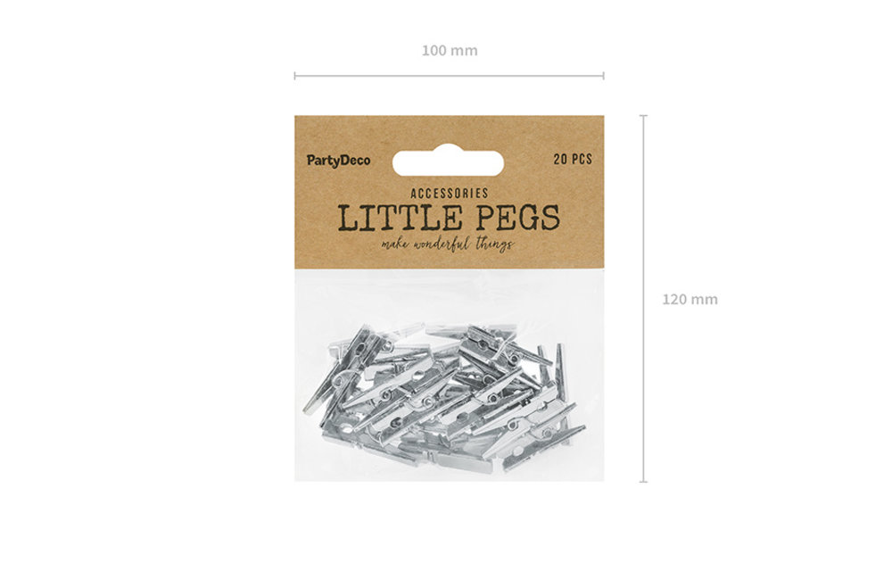 Mini wasknijpertjes zilver | 2,5 cm | 20 stuks