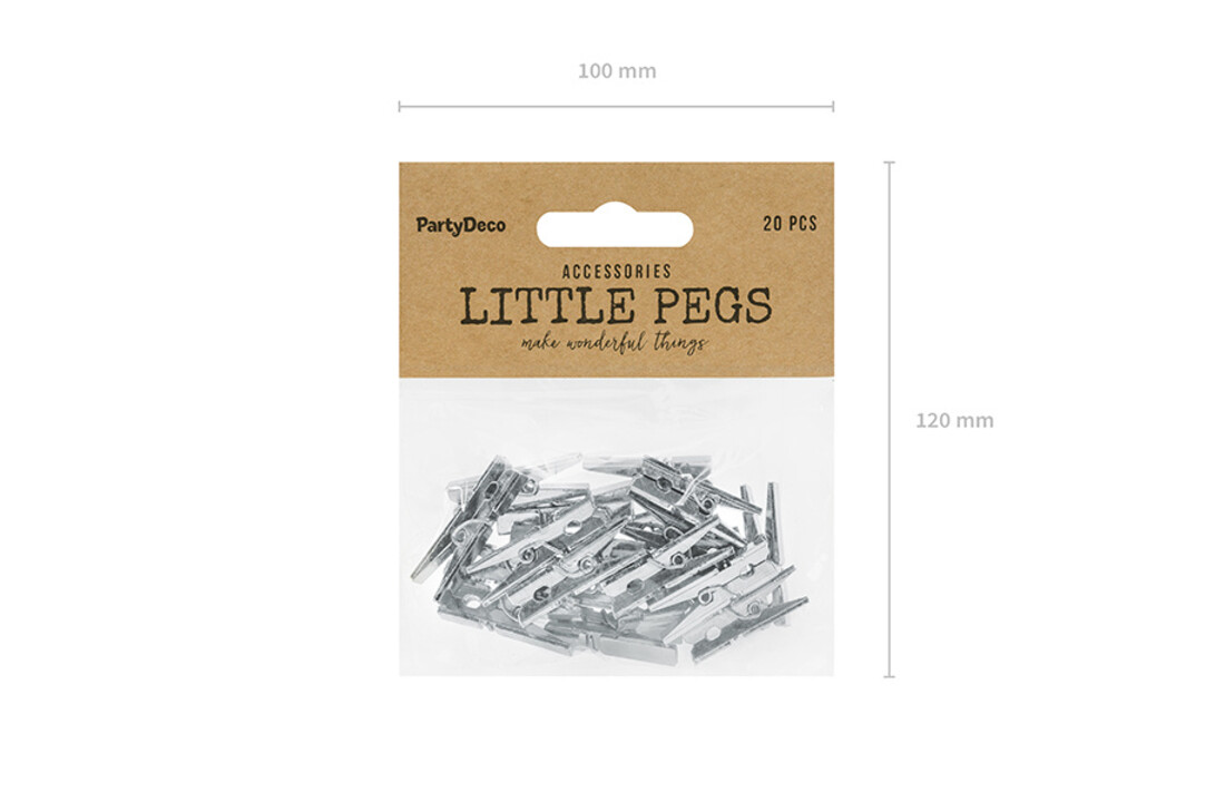 Mini wasknijpertjes zilver | 2,5 cm | 20 stuks