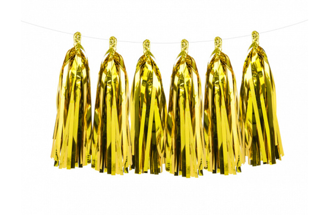 Tassel slinger goud | 2 meter | 12 tassels | DIY