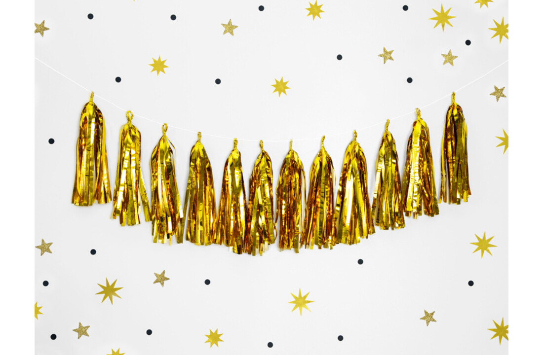 Tassel slinger goud | 2 meter | 12 tassels | DIY