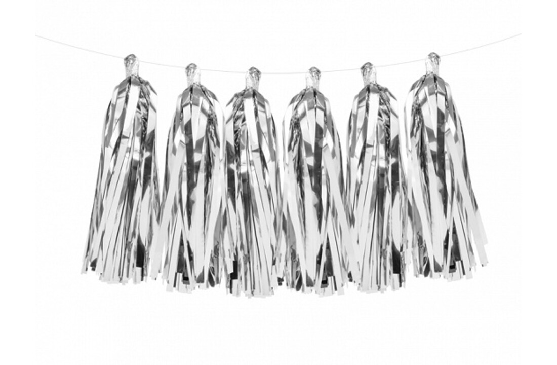 Tassel slinger zilver | 1,5 meter | 12 tassels | DIY