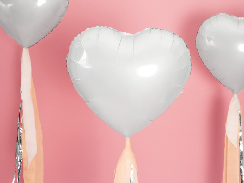 Hartenballon folie - Wit - 45 cm