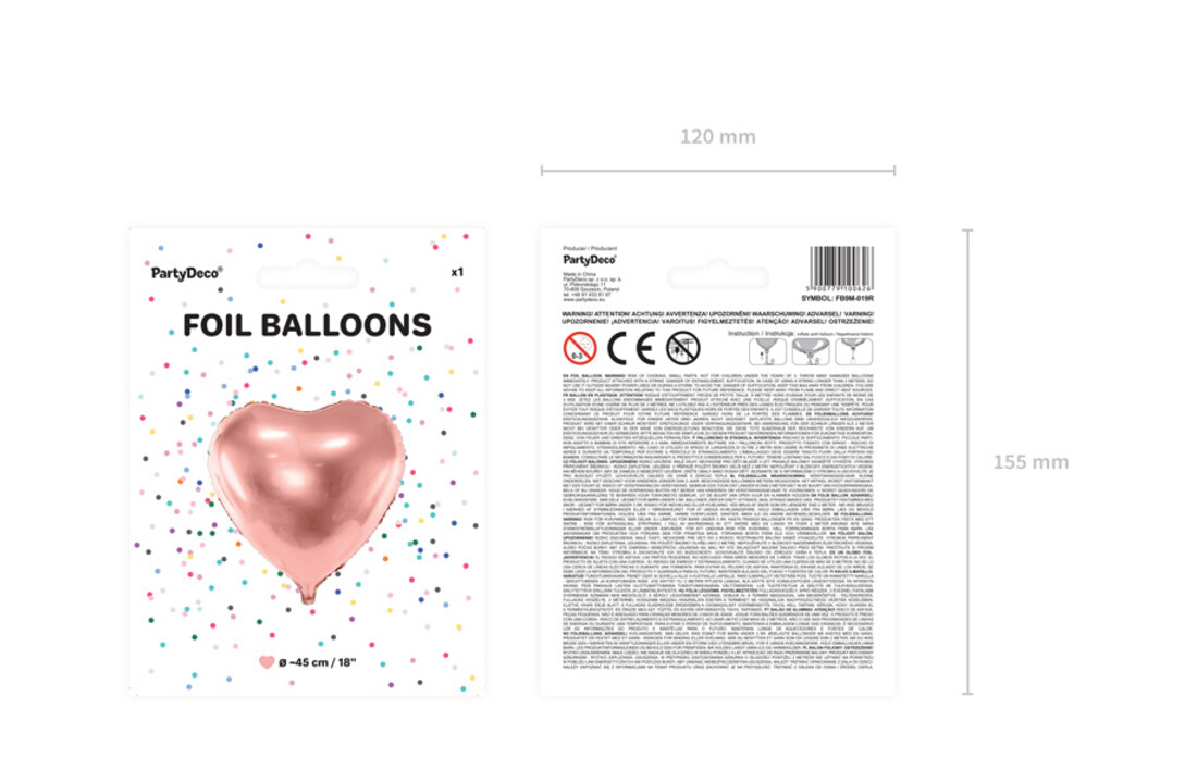 Hartenballon folie - Rose goud - 45 cm