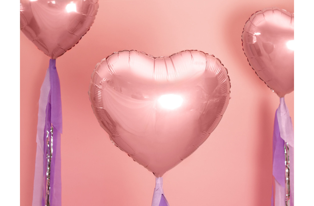 Hartenballon folie - Rose goud - 45 cm