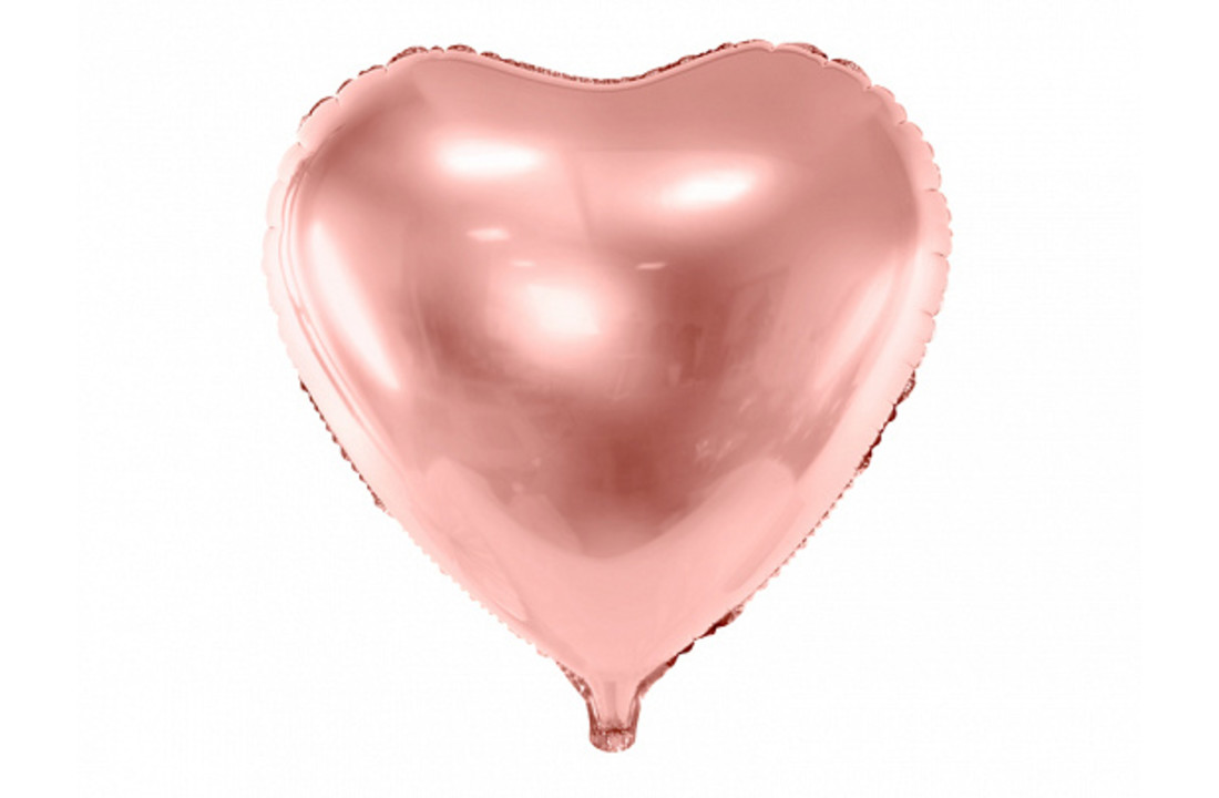 Hartenballon folie - Rose goud - 45 cm