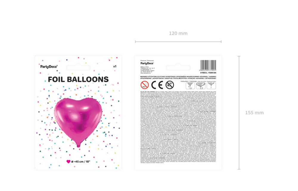 Hartenballon folie - Roze - 45 cm
