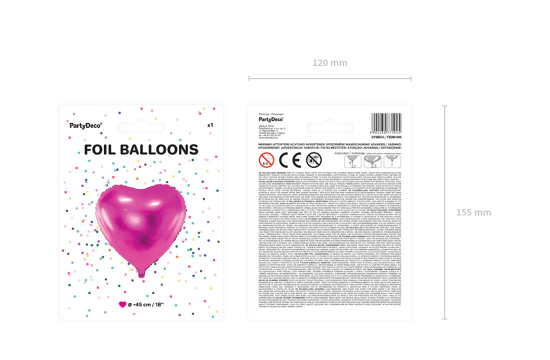 Hartenballon folie - Roze - 45 cm